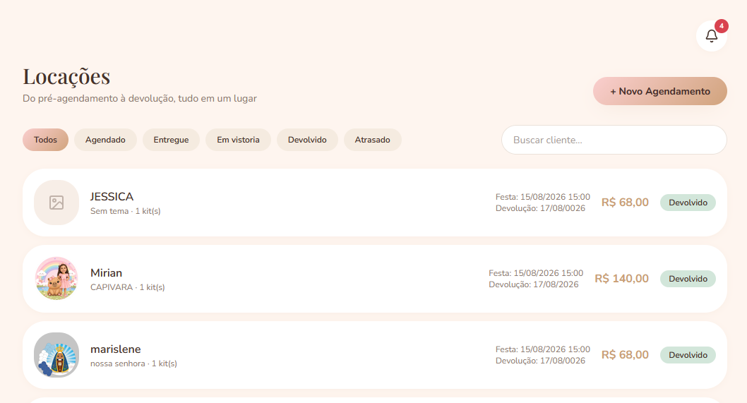 Tela 1 do sistema Minha Agenda